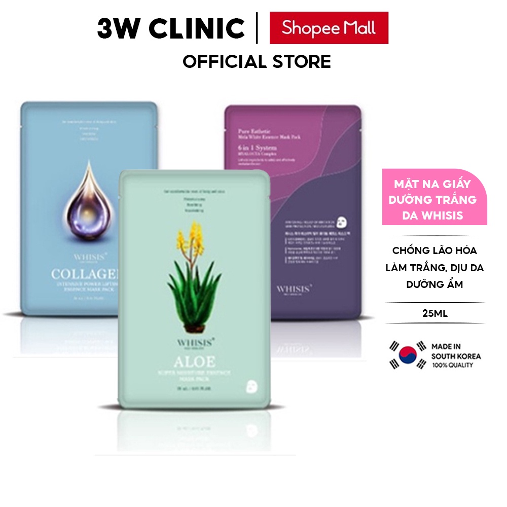 Mặt nạ giấy dưỡng trắng da Hàn Quốc Essence Mask Pack WHISIS  dưỡng chuyên sâu giúp cấp ẩm phục hồi dưỡng trắng 25ml