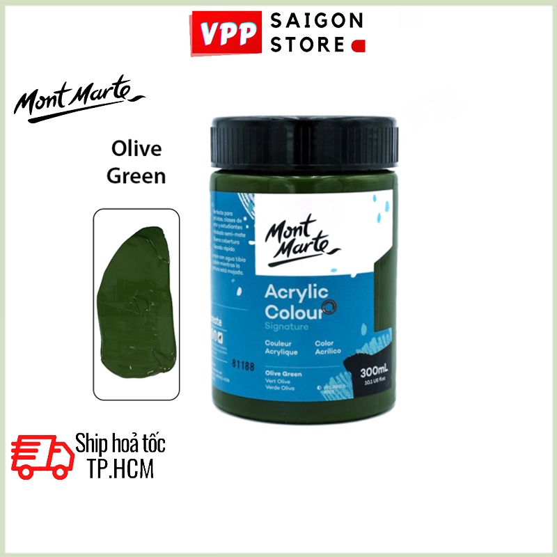 Màu Acrylic Mont Marte 300ml - Olive Green - Acrylic Colour Paint Signature 300ml (10.1oz) - MSCH3058