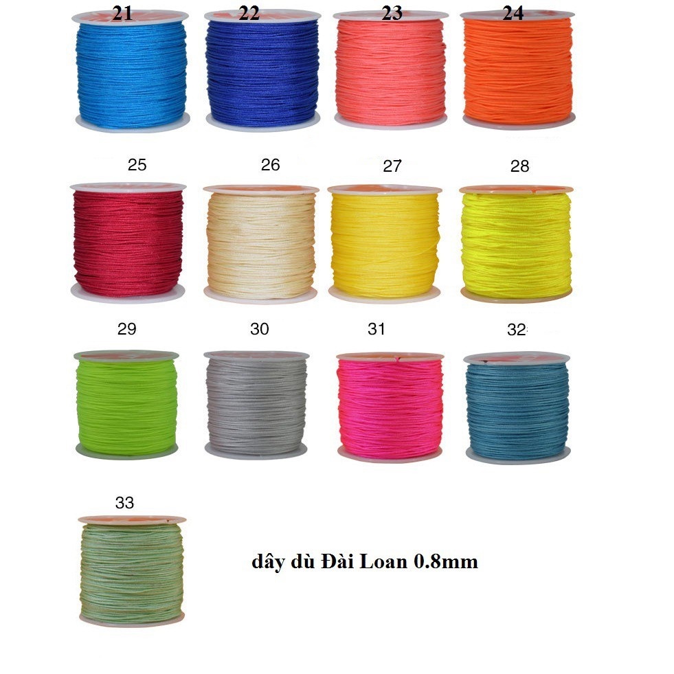 Bó 10m dây ngọc, dây dù nhiều màu size 0.8mm