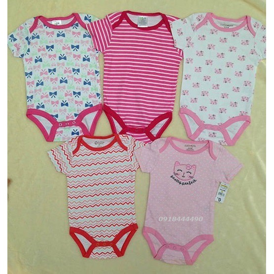 Set 5 bộ liền cộc tay chất cotton mềm mịn cho bé trai bé gái 0-12 tháng