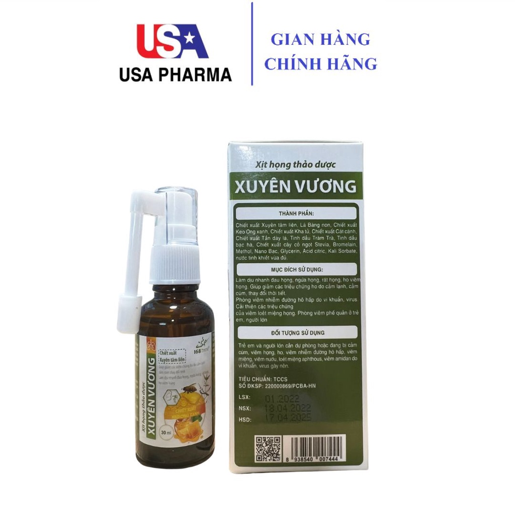 Xịt họng thảo dược Xuyên Vương - Giảm ho cảm, đau họng