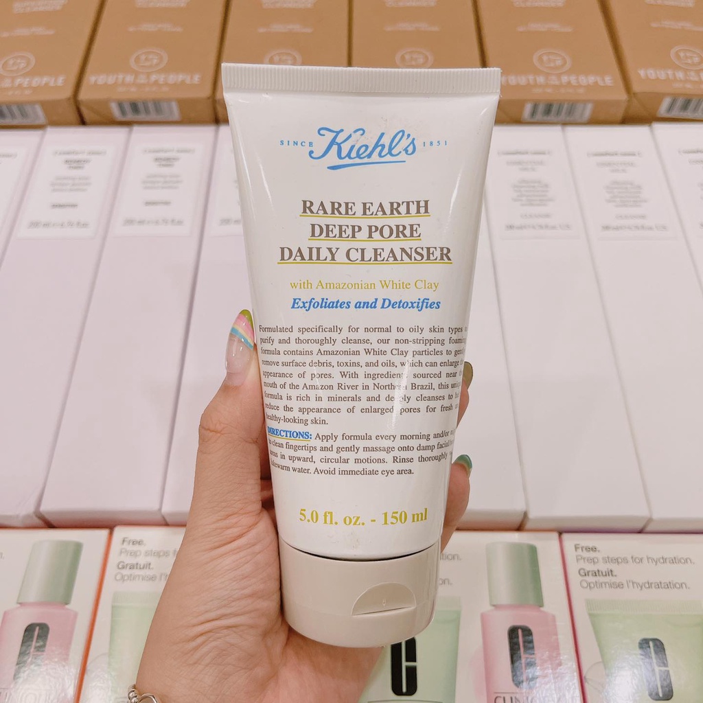 ĐỦ BILL - SỮA RỬA MẶT KIEHLS - Sữa Rửa Mặt Đất Sét Kiehl’s Rare Earth Deep Pore Daily Cleanser Cho Da Dầu 150ML