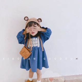 Váy nhung phối ren điệu đà cho bé gái