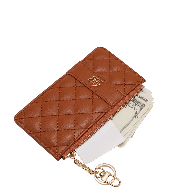 Ví Đựng Tiền Xu/Thẻ Bằng Da Pu Có Khóa Kéo Đơn Giản Phong Cách Hàn Quốc