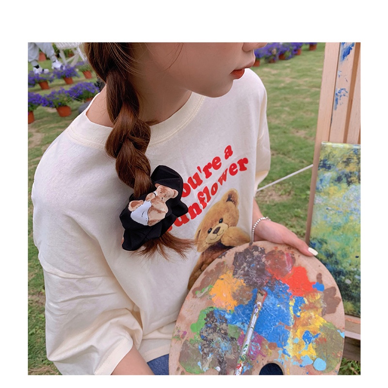 Dây buộc tóc co giãn in hình gấu dễ thương