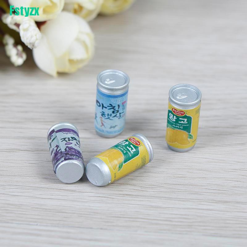 fstyzx 4Pcs 1:12 Dollhouse miniature drink cans fou doll house kitchen decorate