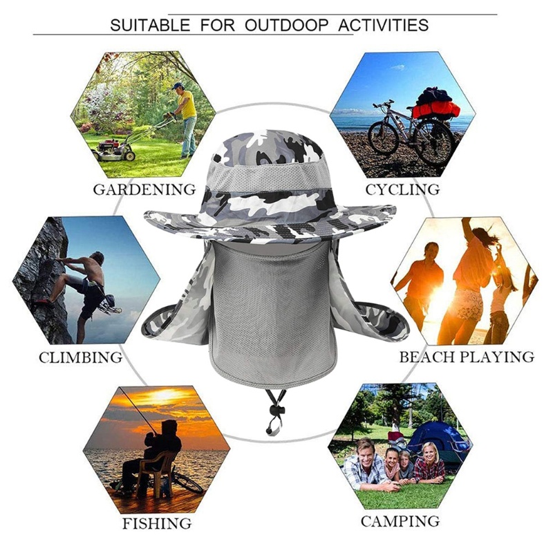 QQ Mũ Vành Rộng Chống Nắng / Tia UV Có Thể Tháo Rời Bảo Vệ Mặt Và Cổ Tiện Dụng