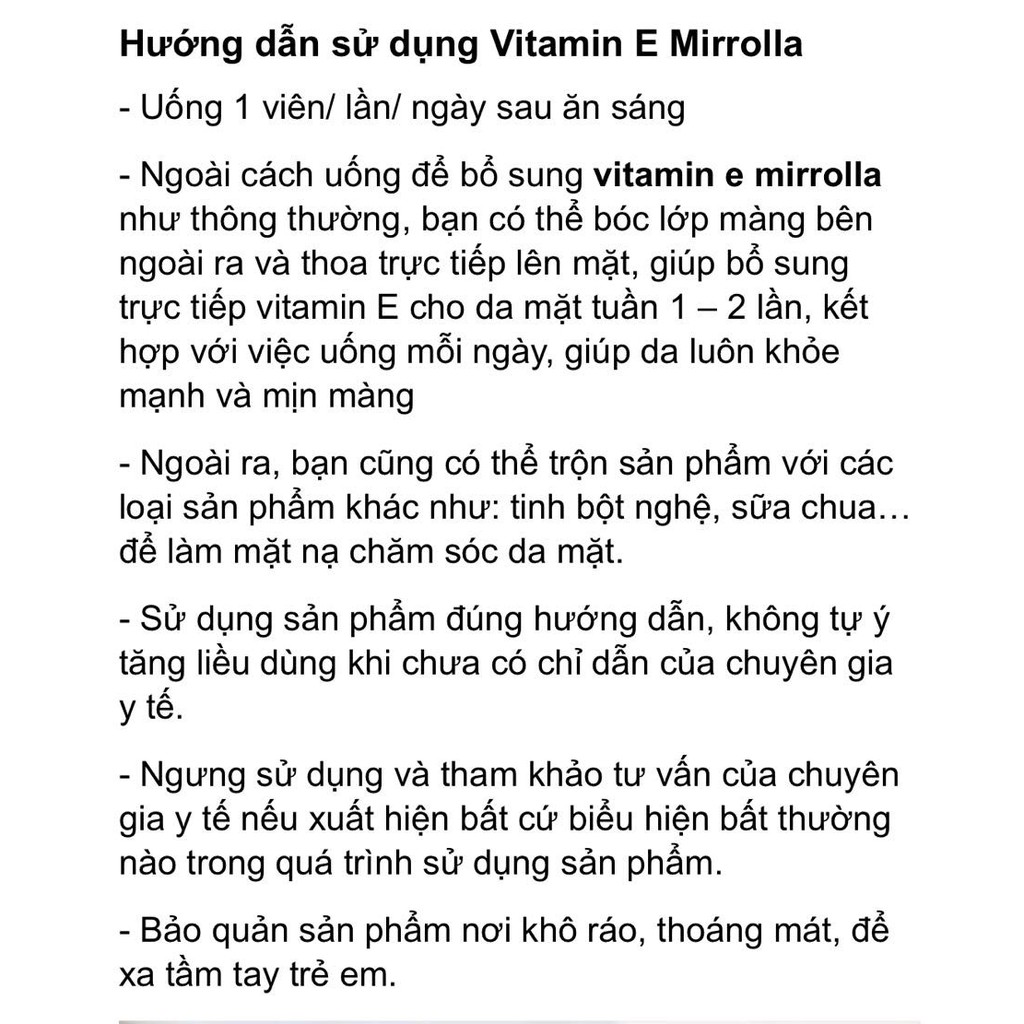 Vitamin e đỏ 270mg Mirrolla của Nga 30v | Thế Giới Skin Care