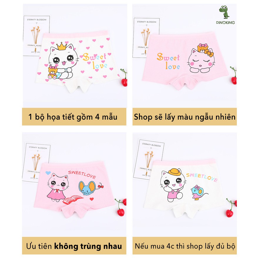 Quần chip bé gái DINOKING Quần lót đùi cho bé chất cotton mềm mịn thoáng mát cho bé 2 - 10  tuổi QC01