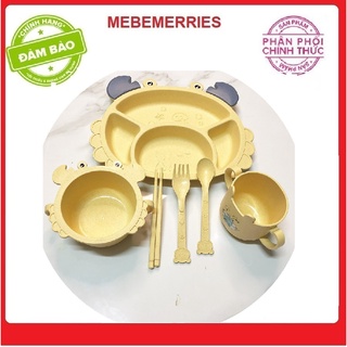 Set khay ăn dặm lúa mạch 6 món hình con cua chất liệu nhựa lúa mạch an toàn cho bé