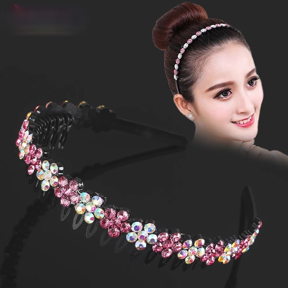 Haimeikang Phụ kiện băng đô cài tóc màu rhinestone của Haimeikang dành cho phụ nữ