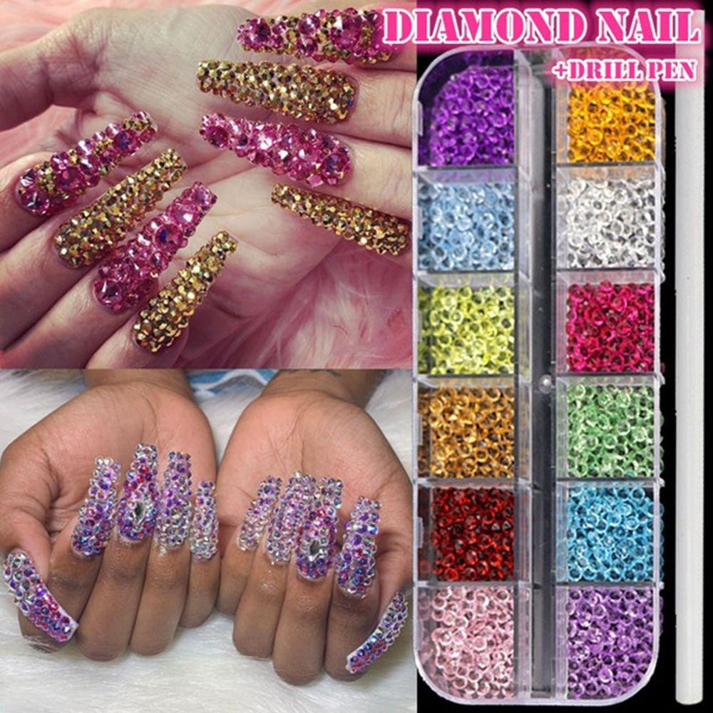 Miếng Dán Trang Trí Móng Tay Xinh Xắn|Set 12 Phụ Kiện Trang Trí Móng Acrylic Nhiều Hình Dạng