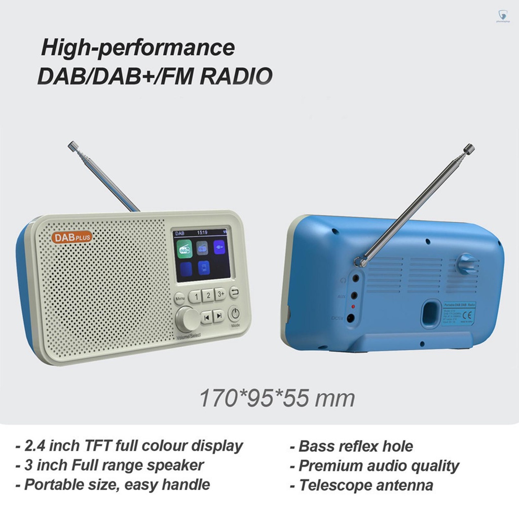 Radio kỹ thuật số DAB FM USB di động có chức năng báo động BT5.0 và tai nghe hỗ trợ thẻ nhớ
