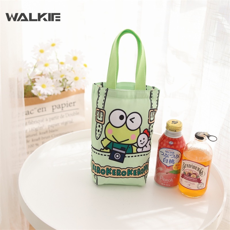 Túi Vải Canvas Đựng Cốc Nước Giữ Nhiệt In Hình Kuromi Cinnamoroll Hoạt Hình 23CM