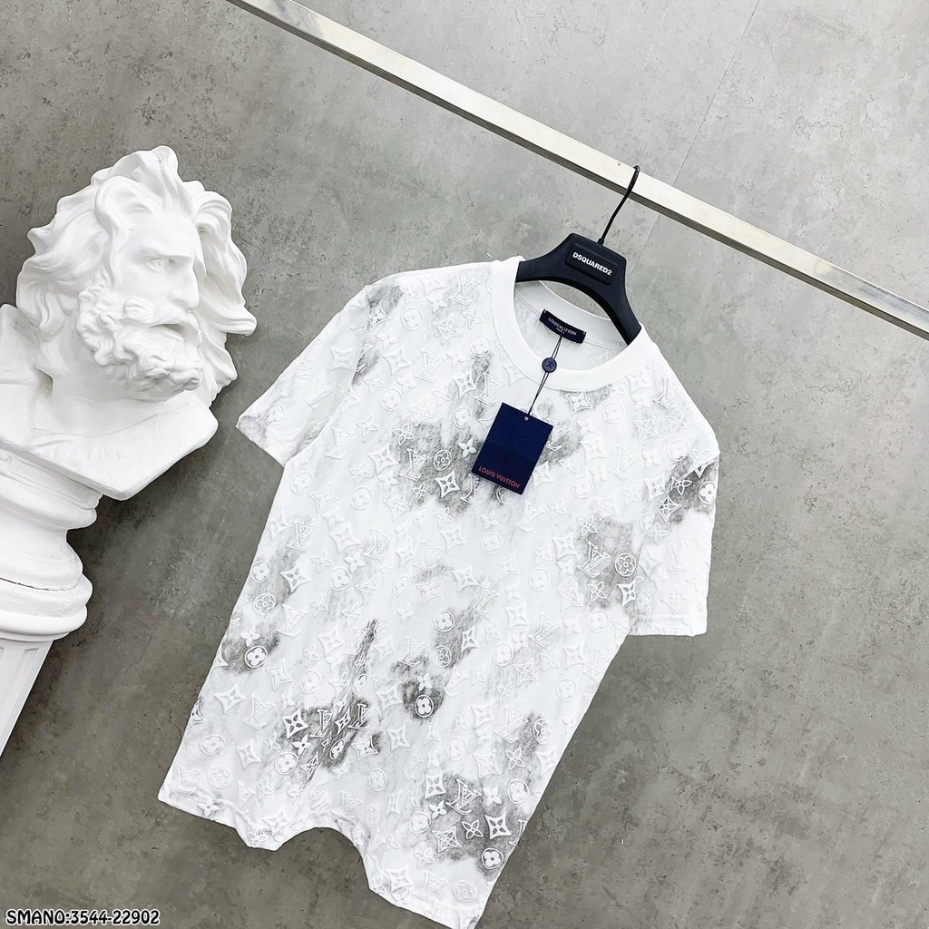 Áo Phông Nam Nữ LV họa tiết dập nổi cotton mát mịn.Áo cộc cổ tròn nam nữ loang 100% cotton in nổi cao cấp MINH TÂY Store