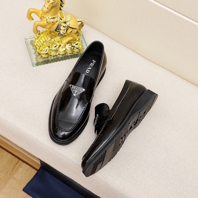 Giày tây lười mũi tròn cho nam thương hiệu Prada cao cấp