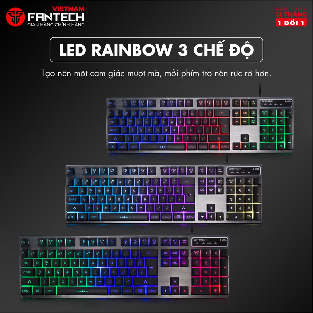 Bàn phím máy tính Gaming FANTECH K613L FIGHTER II 19 Phím Anti Ghosting LED 3 chế độ - Hàng phân phối chính hãng - Bảo h