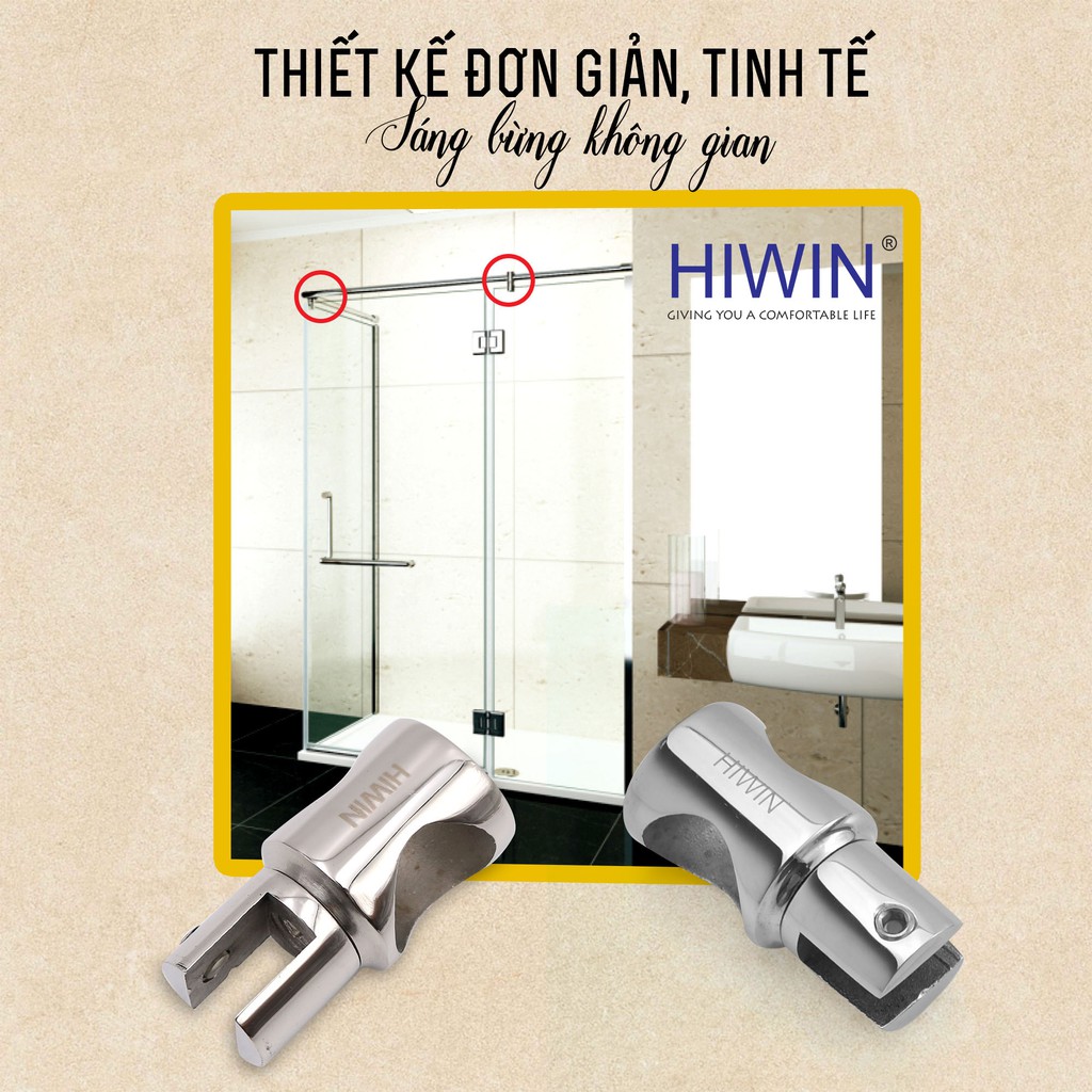 Kẹp kính trên phòng tắm kính mặt gương inox 304 Hiwin SB-611