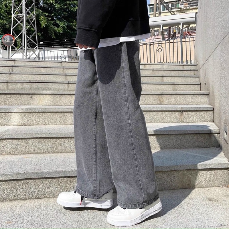 QUẦN BAGGY NAM NỮ VẢI JEAN DENIM COTTON, 4 MÀU, 5 size S-M-L-XL-XXL