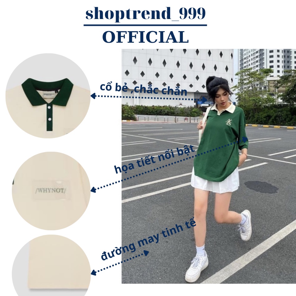 Áo Thun Polo Form Rộng Có Cổ Chất Cá Sấu Nam Nữ Đẹp Xanh Trắng Thêu Chữ ATYS Áo Phông Unisex Oversize Ulzzang Hàn Quốc