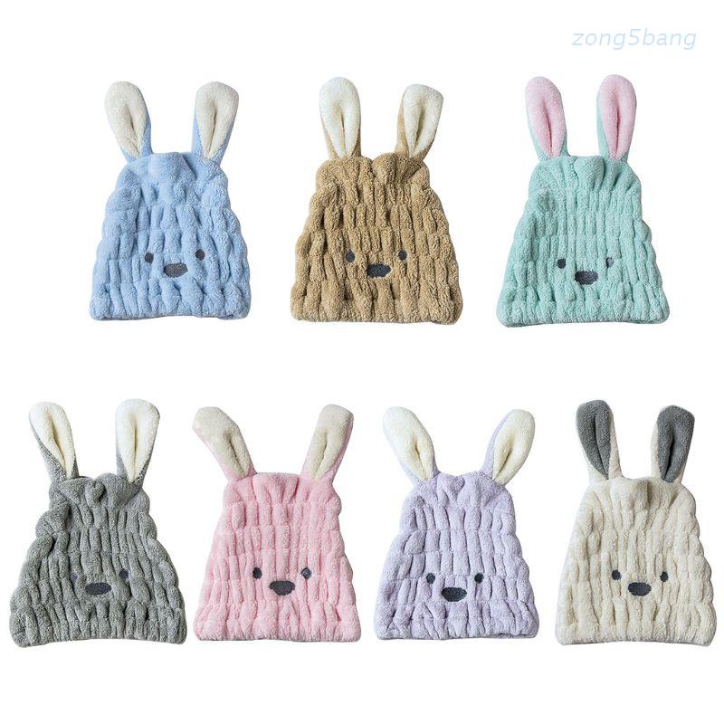 Mũ Trùm Đầu Hình Tai Thỏ Dễ Thương Siêu Thấm Hút Nhanh Khô Tóc Tiện Dụng