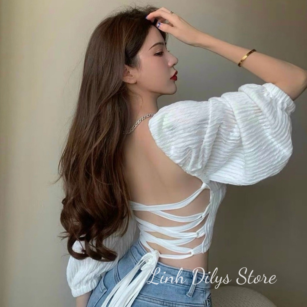 🌸JENNA TOP🌸Áo Croptop Đan Dây Lưng🦋FREESHIP🦋 Nơ Lưng Linh Dilys Store