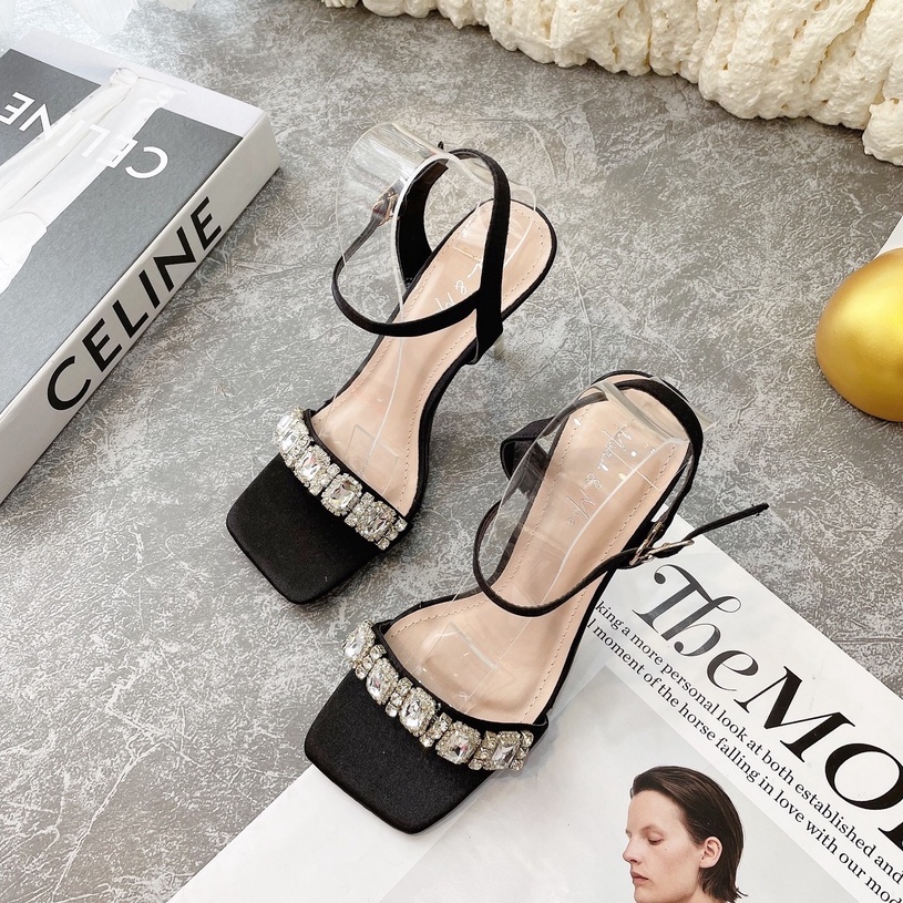GIÀY CAO GÓT NỮ, sandal xuất quai cườm đá đế 7P