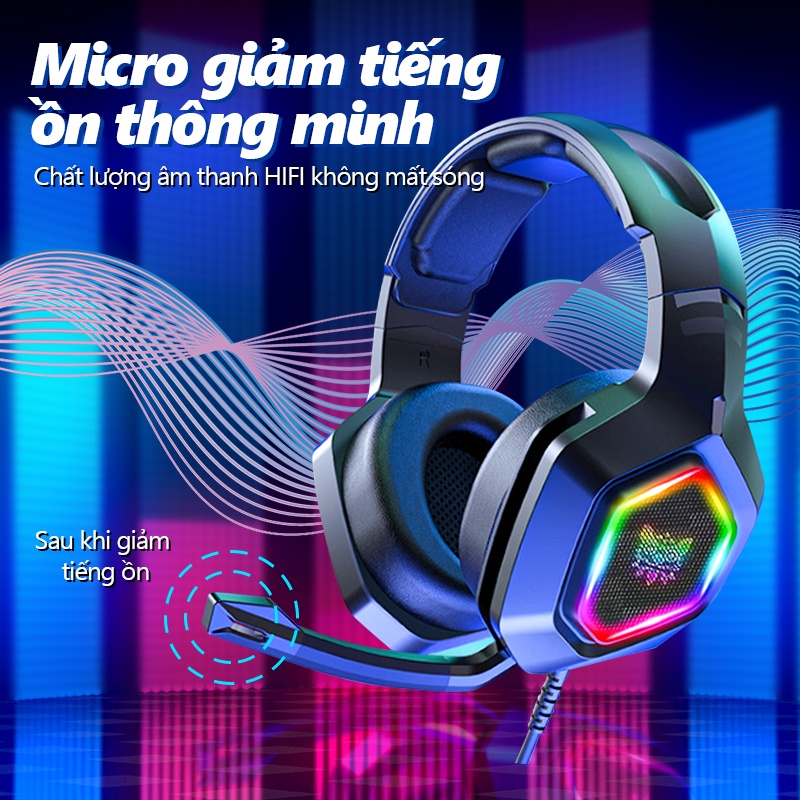 ONIKUMA K10 Tai Nghe Trùm Đầu Chơi Game Ps4 Rgb Led Cho Pc Laptop Ps4,Online