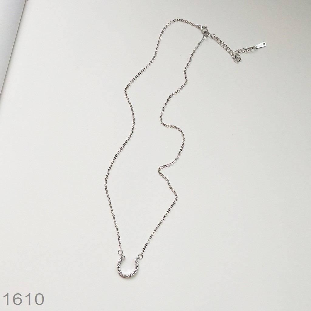 Dây chuyền nữ titan Eleanor Accessories lật mặt hình cỏ bốn lá hai màu đính đá phụ kiện trang sức 5796