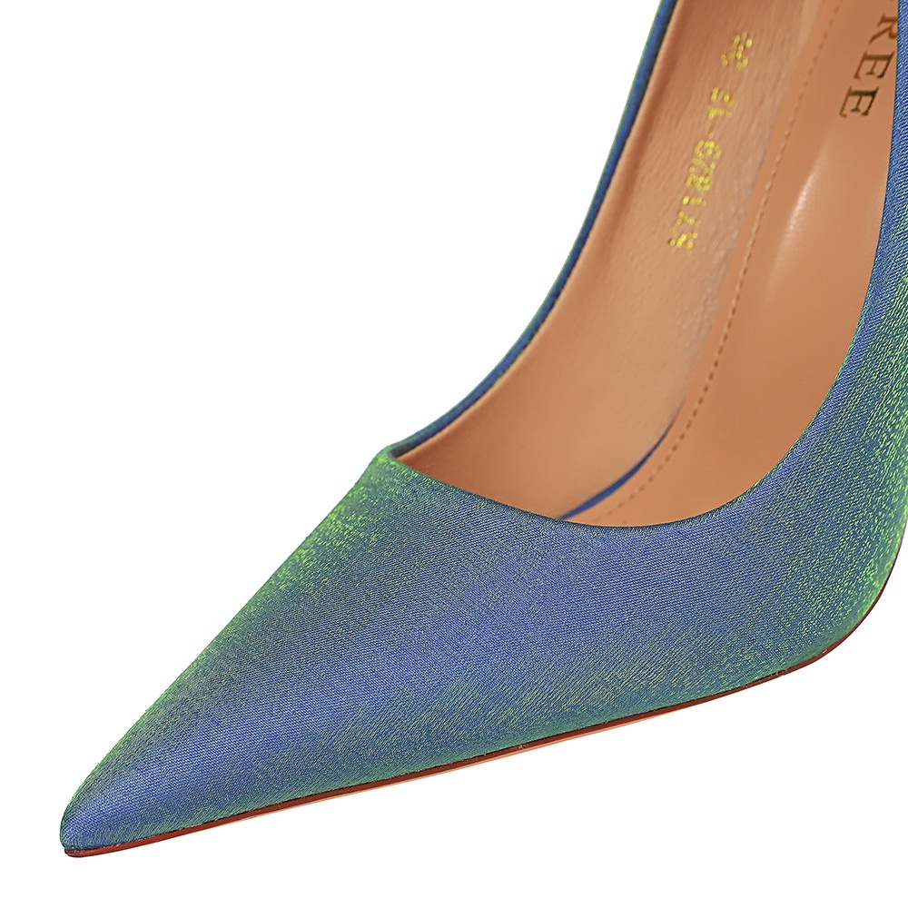 Giày cao gót BIGTREE Mall-1829-12 10.5cm mũi nhọn chất liệu satin màu đen thời trang cho nữ