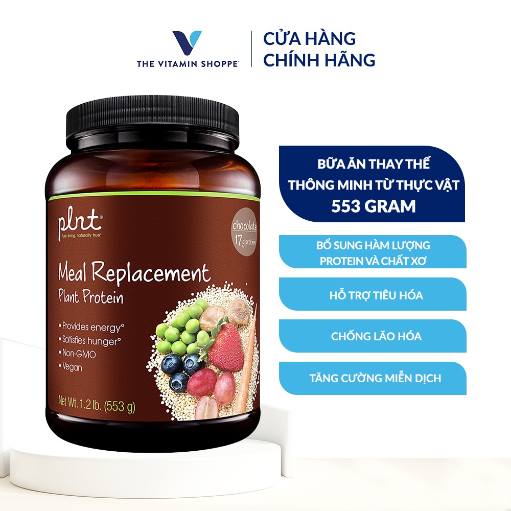 Bữa ăn thay thế thông minh từ thực vật PLNT Meal Replacement Plant Protein - Chocolate 553g