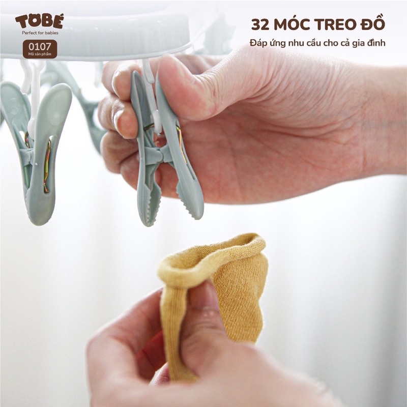 Móc chùm treo đa năng gấp gọn 32 kẹp 3 màu