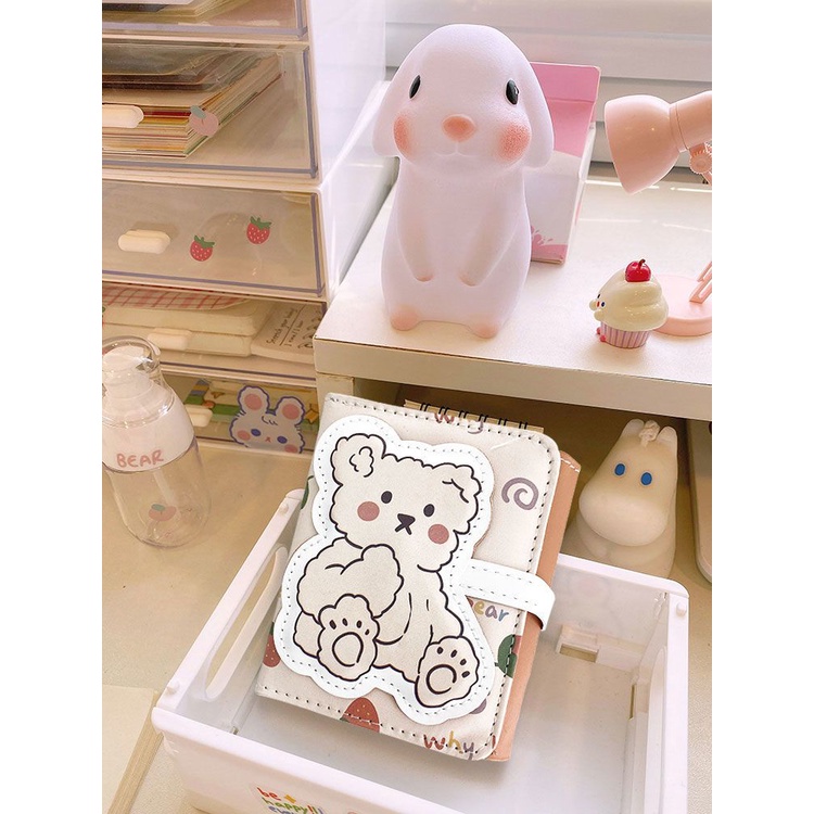 Ví Ngắn Đựng Thẻ Nhiều Ngăn Họa Tiết Thỏ Dễ Thương Dành Cho Nữ