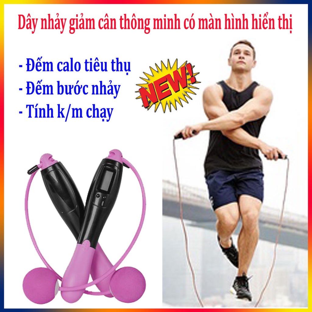 Dây Nhảy Đếm Vòng Điện TửFREE SHIP Tự Động Đếm Số 4 Chế Độ Chống Trượt Có Tay Cầm Tiện Dụng