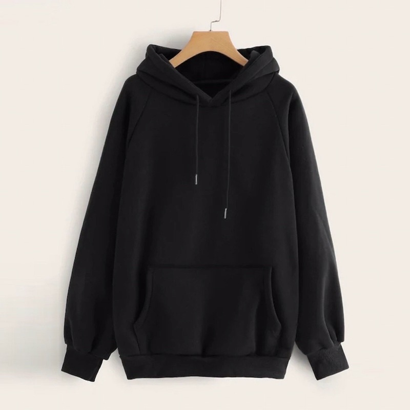 FREESHIP Áo Khoác Hoodie Nỉ Có Mũ Form Rộng Trơn Đen Trắng Unisex Nam Nữ