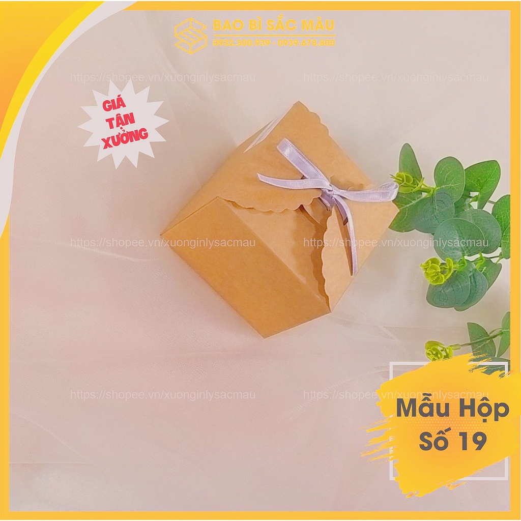 5 Hộp quà sinh nhật, quà tặng Valentine, các dịp lễ... bằng giấy kraft kèm dây ruy băng thắc nơ ( Hộp 19)