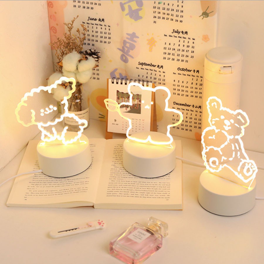 Đèn ngủ 3D Led nhiều mẫu hình cực đẹp, xinh xắn dành tặng bạn nữ, quà sinh nhật, ...