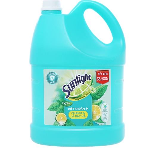 Nước rửa chén Sunlight chanh 3.6L ,Trà xanh,Bạc Hà ,Lô Hội 3.6L
