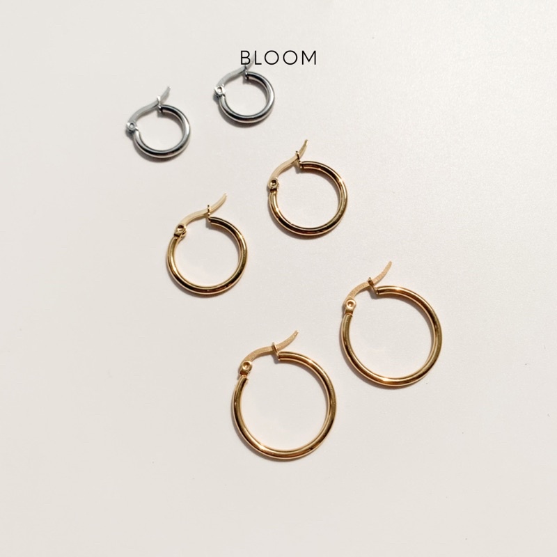 Bông tai khoen tròn 1.5cm stainless steel (vàng & bạc)