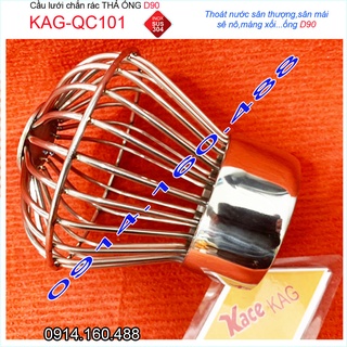 Cầu lưới Inox 304 dày D90-114 chắn rác sân thượng KAG-QC101, cầu chặn rác thoát nước mưa thả ống D90-114