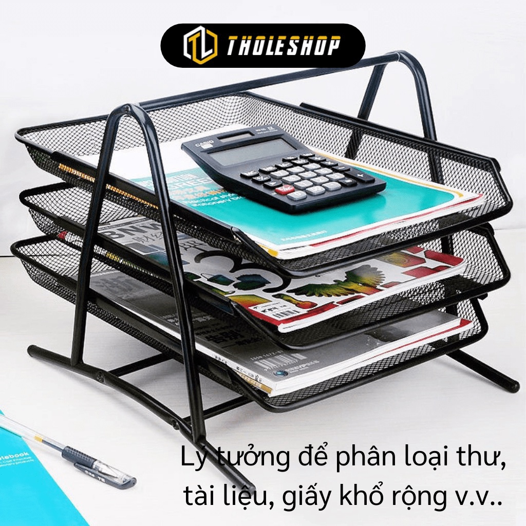 Kệ Đựng Tài Liệu - Khay Lưới 3 Tầng Để Tài Liệu, Hồ Sơ Văn Phòng Bằng Kim Loại 9377