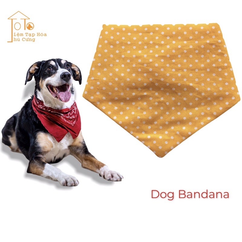 khăn quàng cổ cho chó/ khăn bandana cho chó màu vàng chấm bi có khuya bấm