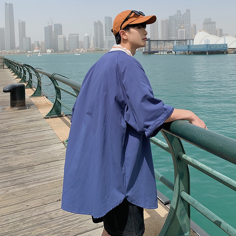 Áo sơ mi ngắn tay dáng rộng thoải mái dành cho nam | BigBuy360 - bigbuy360.vn