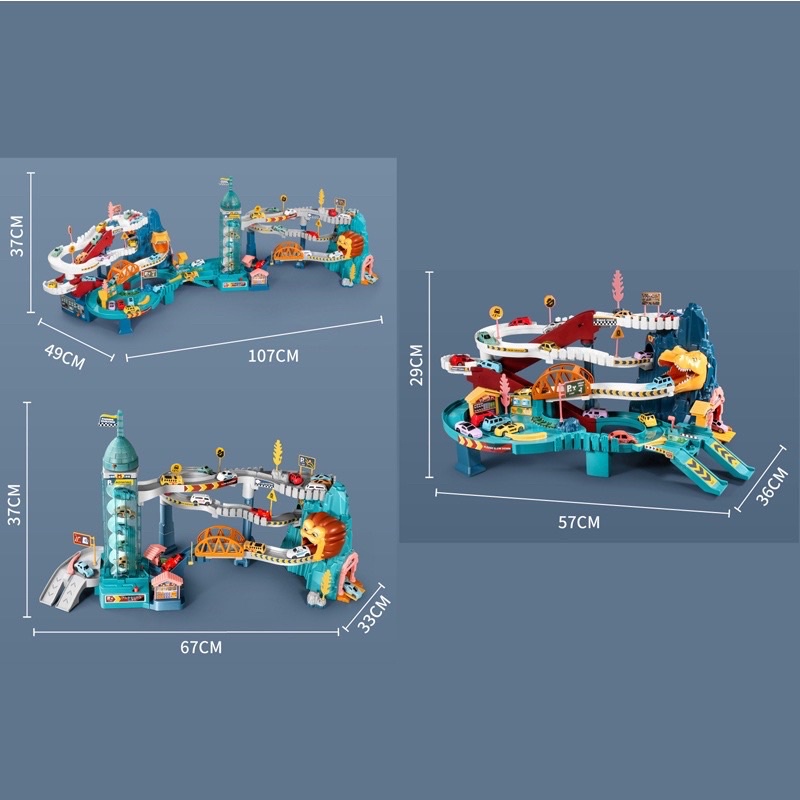 Đường hầm khủng long, bộ đường đua hầm sư tử kèm gara