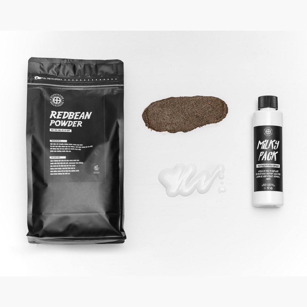 REDBEAN + MILKY: bột tắm dưỡng trắng handmade