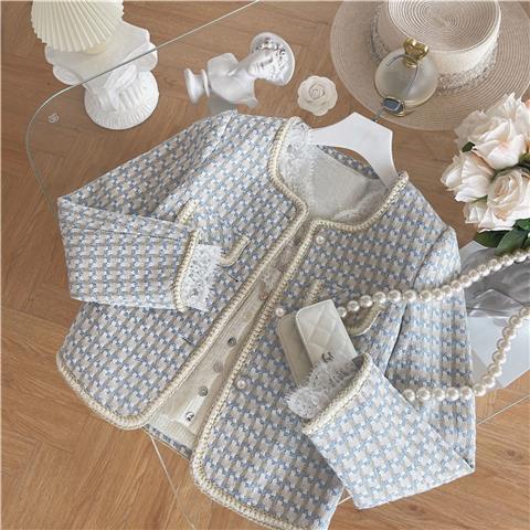 Áo Khoác Kiểu Hàn Quốc Kẻ Sọc Caro Thời Trang Xuân Thu Mới Cho Bé Gái 2022