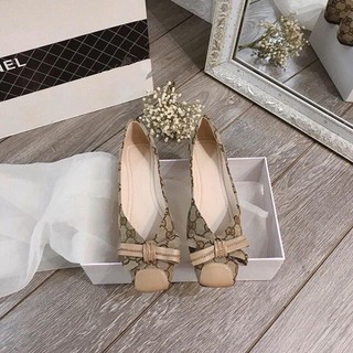 Giày Búp Bê Nơ Nâu GG TONGKHOCHITUE , Giày Nữ Thời Trang Công Sở