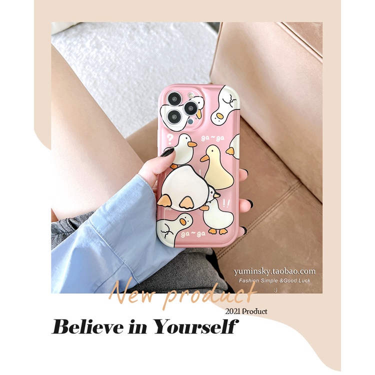 Ốp điện thoại silicon mềm có giá đỡ hình chú vịt dễ thương cho iPhone 13 promax 13 11 XS XR