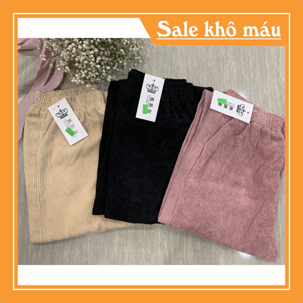 THỜI TRANG NỮ 24H- ONLINE xin chào chị yêu   Quần Nhung Ống Rộng Culottes Ulzzang Cạp chun nữ