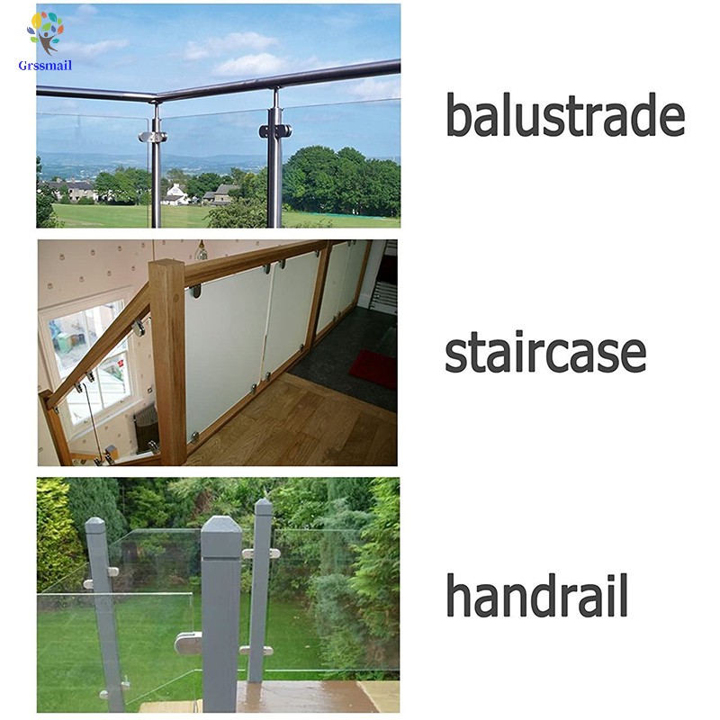 Glass Clamps 4/8PCS Stainless Steel Glass Clamps Adjustable Glass Bracket Flat Back for Balustrade Staircase Handrail